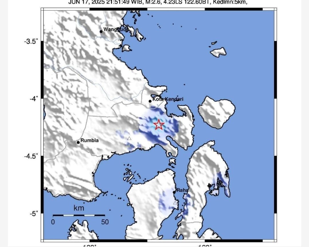 Gempa Magnitudo 2.6 Guncang Moramo, Warga Konawe Selatan Dihimbau Tetap Waspada